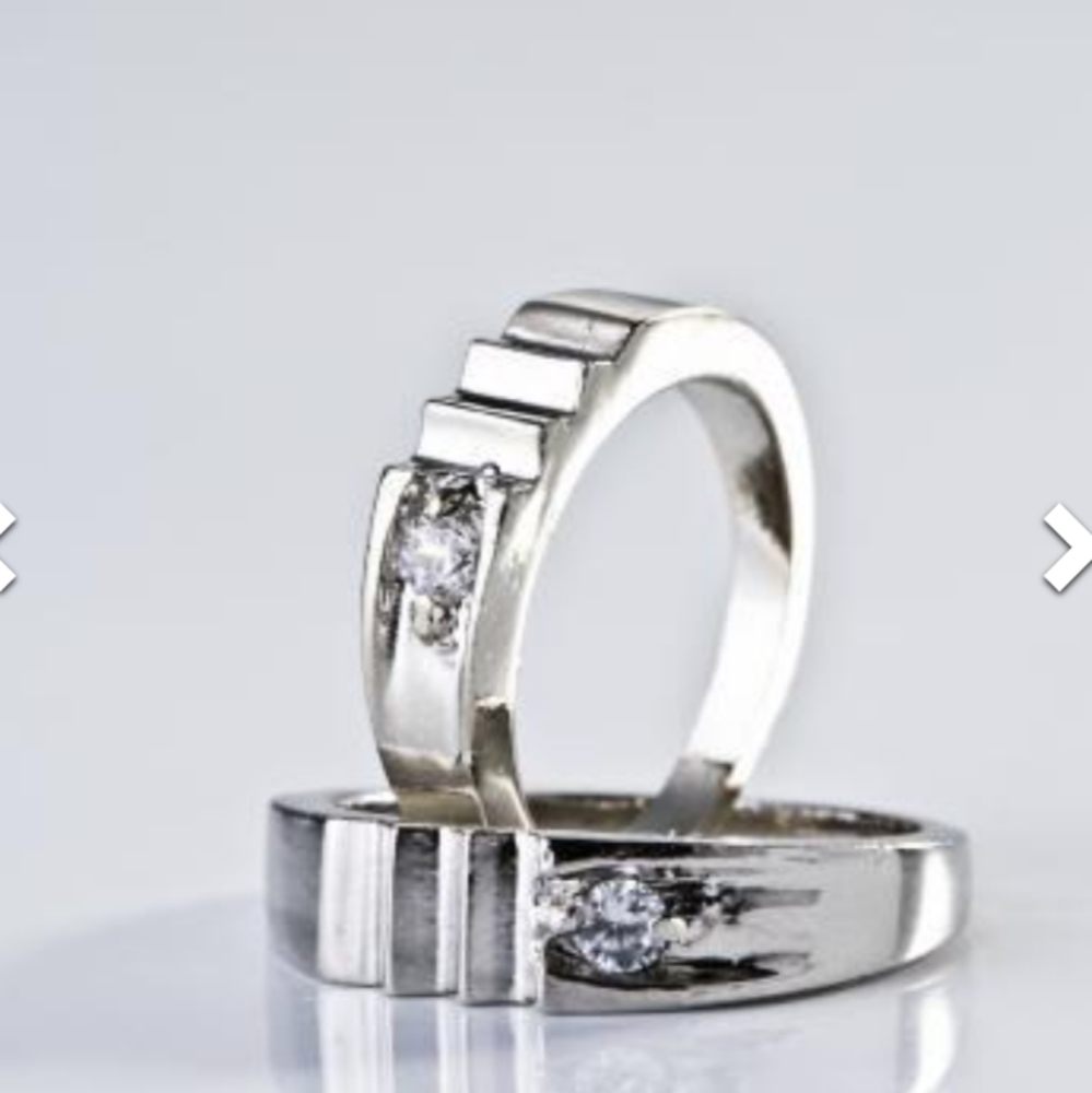 Sterling Silver plated bridal set with cubic zirconia like stones